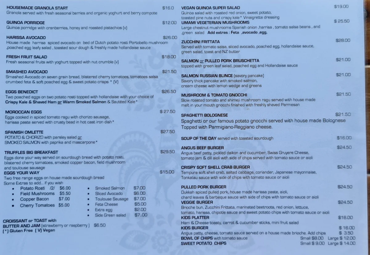 Menu, Truffles