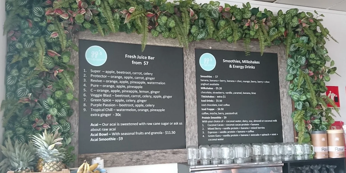 Menu, Cafe Kirra