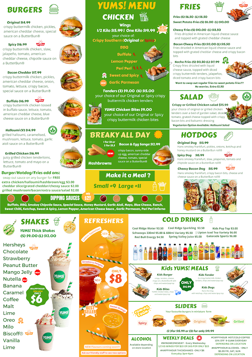 Menu, YUMS! CHICKEN - Woolloongabba