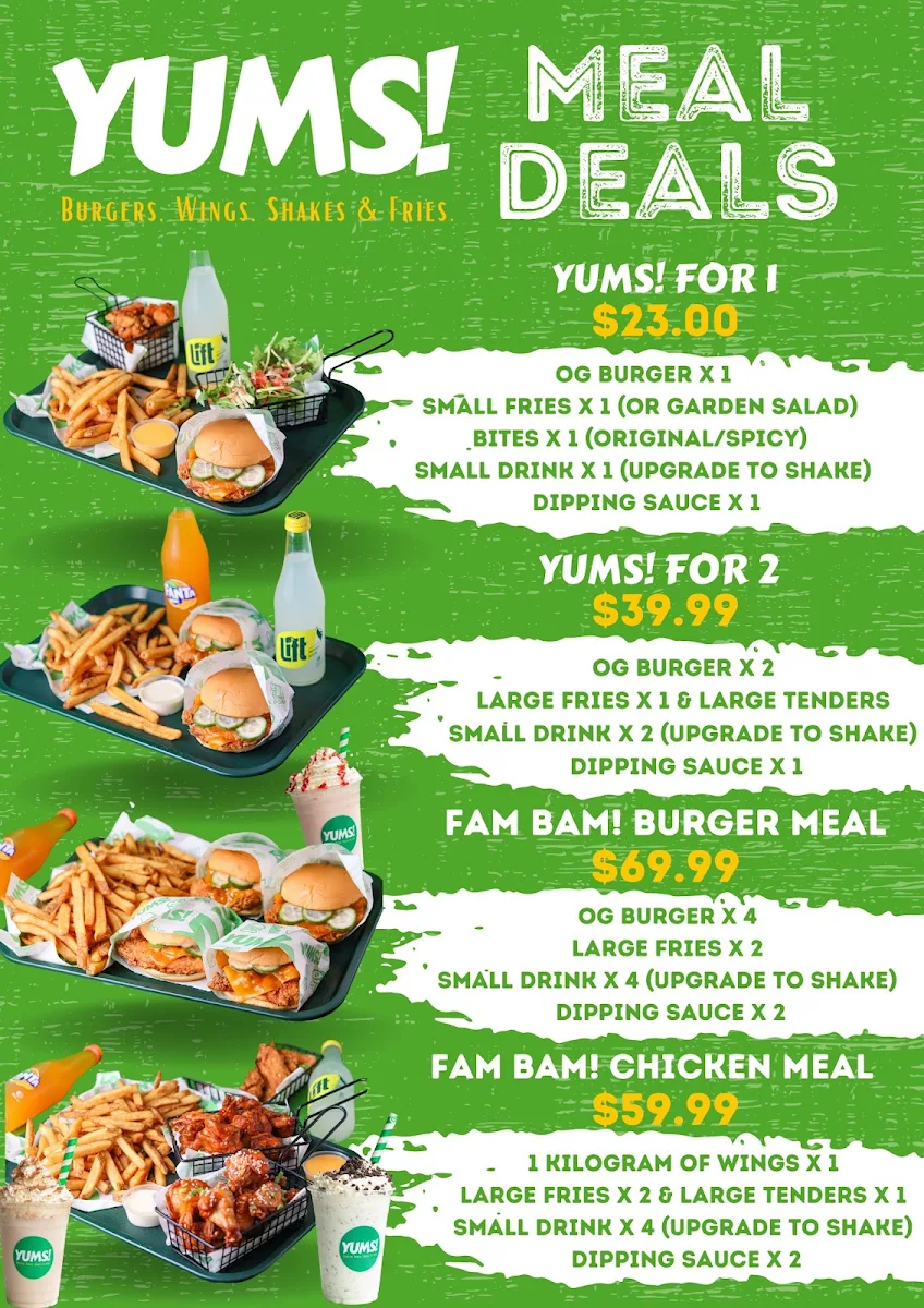 Menu, YUMS! CHICKEN - Woolloongabba