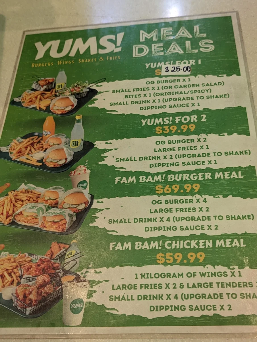 Menu, YUMS! CHICKEN - Woolloongabba