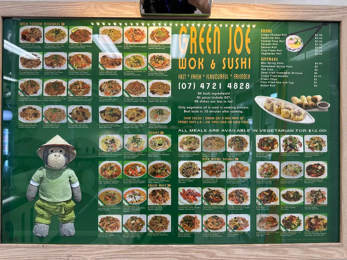 Menu, Green Joe Wok & Sushi