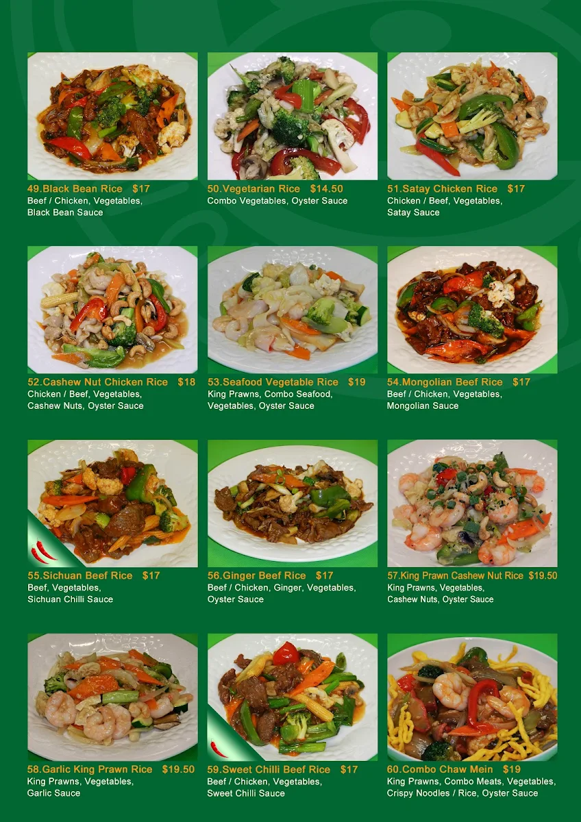 Menu, Green Joe Wok & Sushi