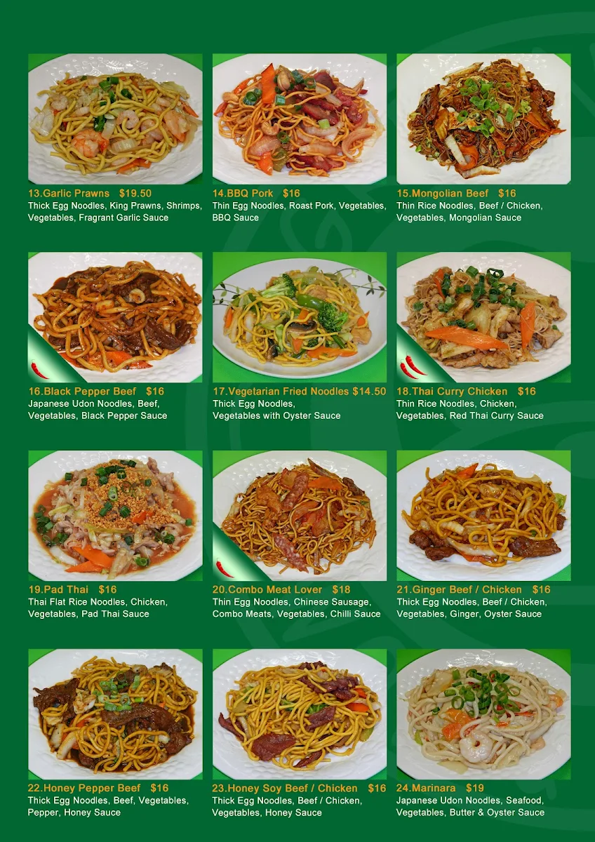 Menu, Green Joe Wok & Sushi
