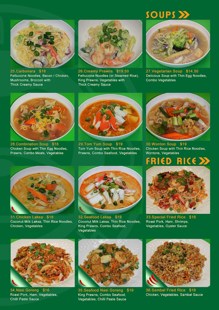 Menu, Green Joe Wok & Sushi