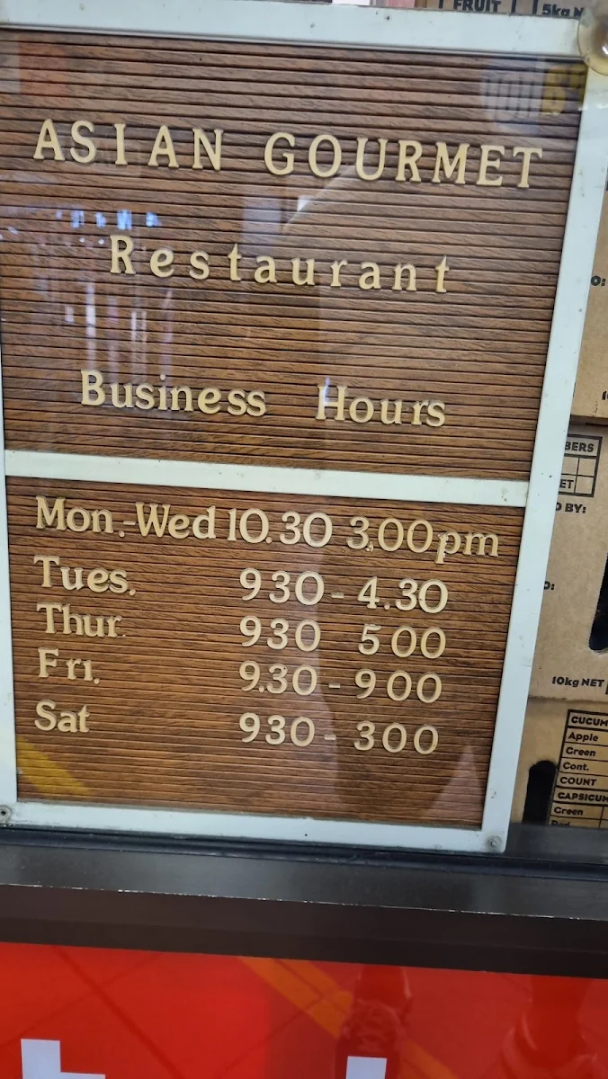 Menu, Asian Gourmet