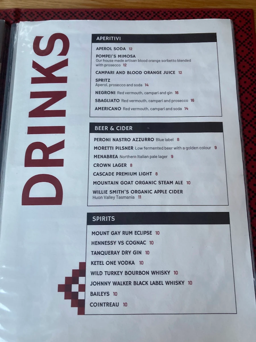 Menu, Pompei's