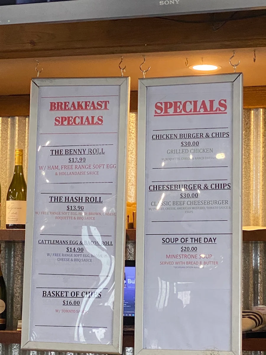 Menu, Cattleman's Cafe