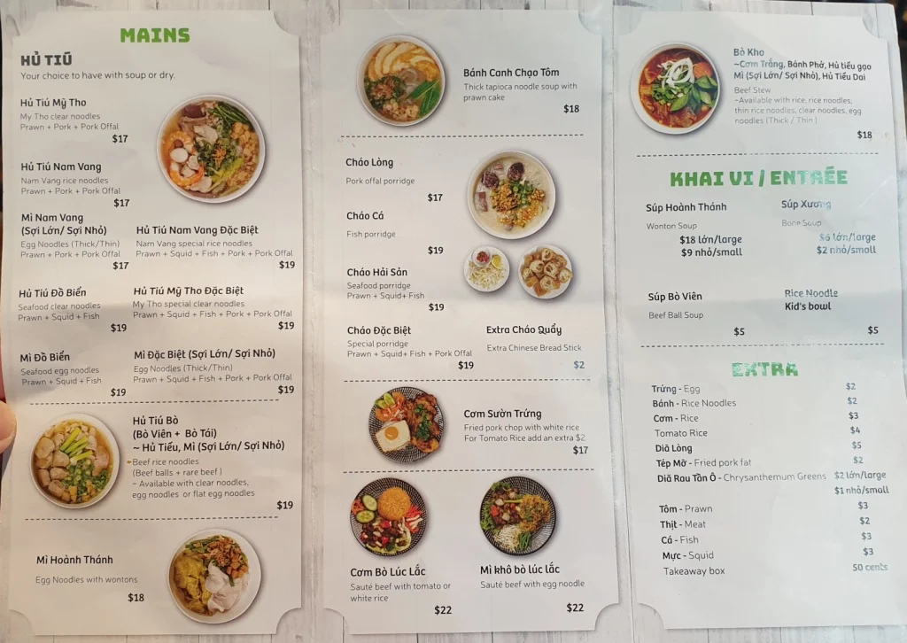 Menu, Yung Lee Cafe & Restaurant