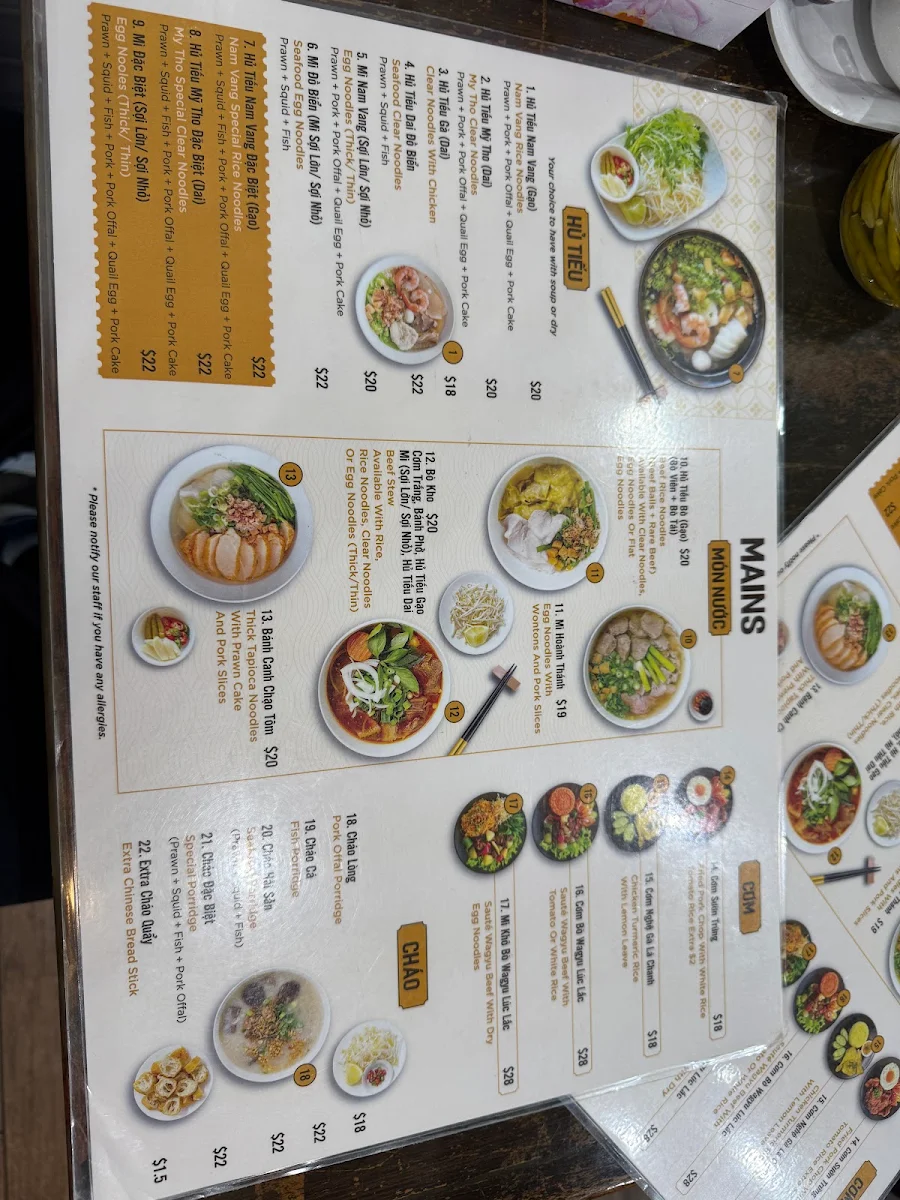 Menu, Yung Lee Cafe & Restaurant