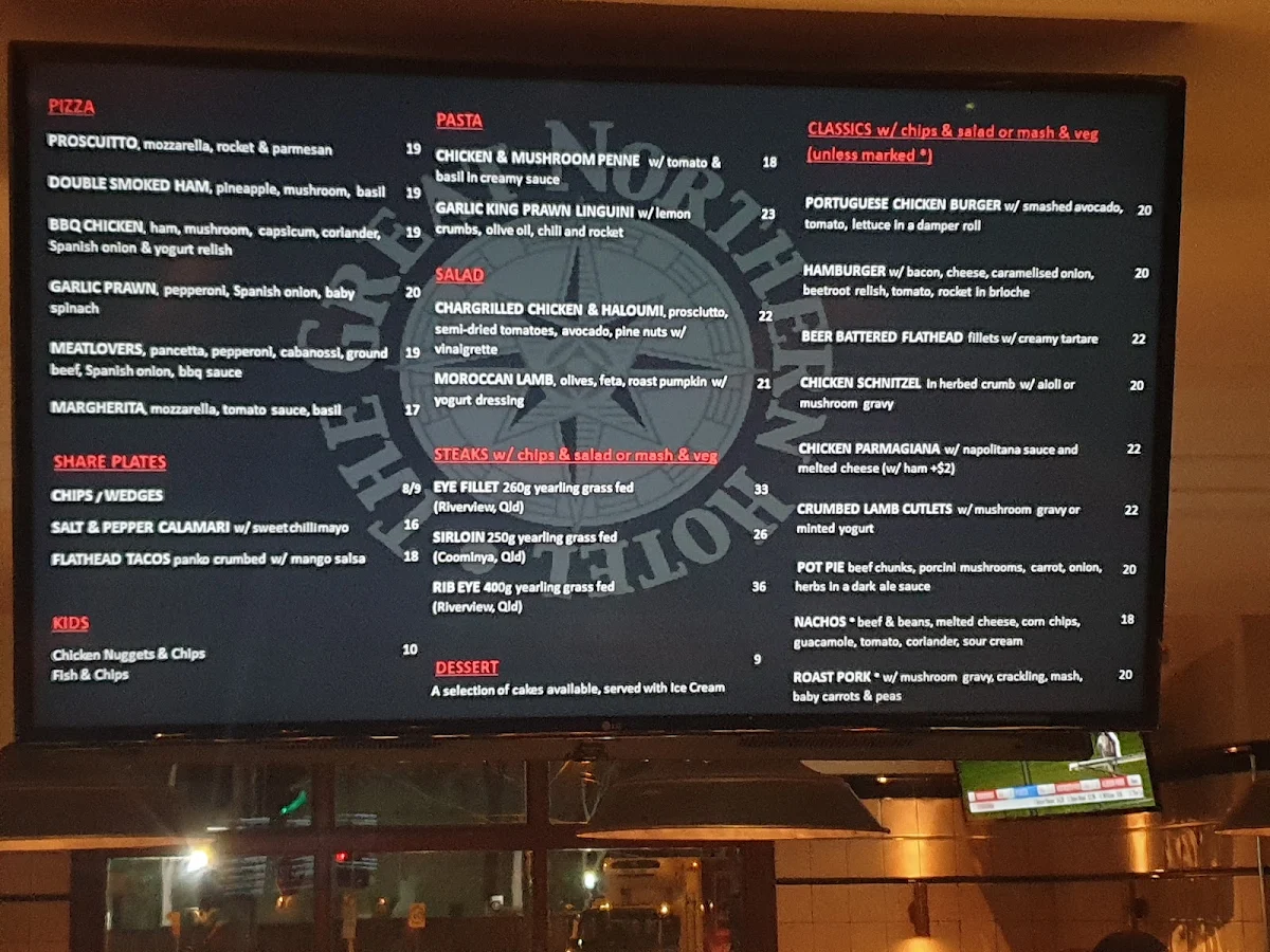 Menu, The Great Northern Hotel