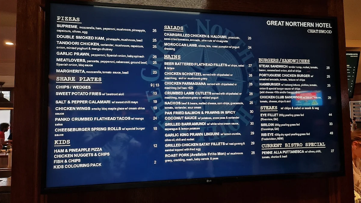 Menu, The Great Northern Hotel