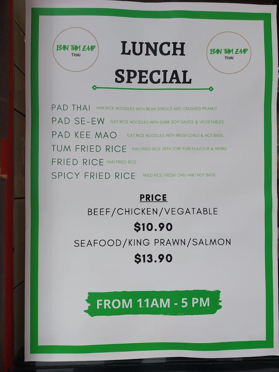 Menu, Isan Tum Zaap