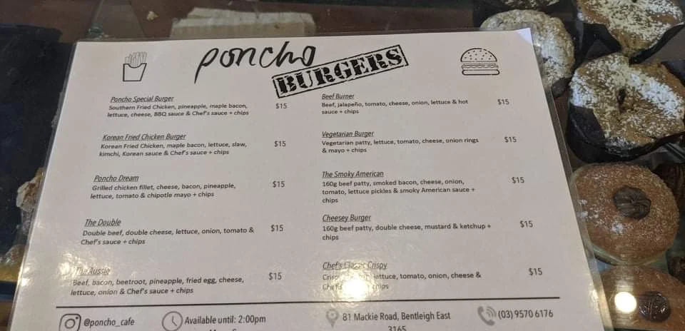 Menu, Poncho