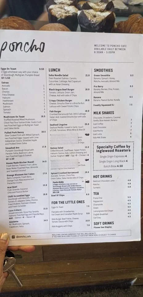 Menu, Poncho