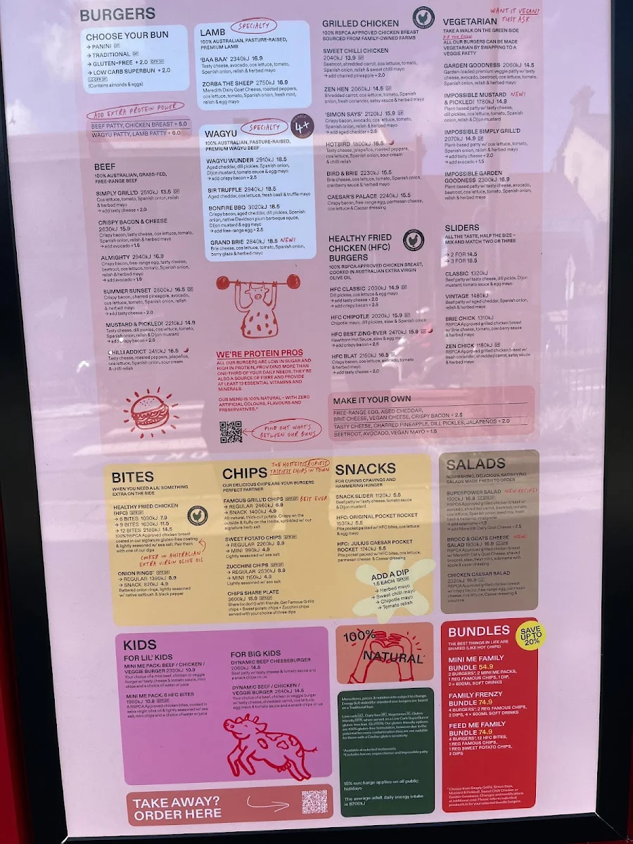 Menu, Grill'd Burgers - Leichhardt