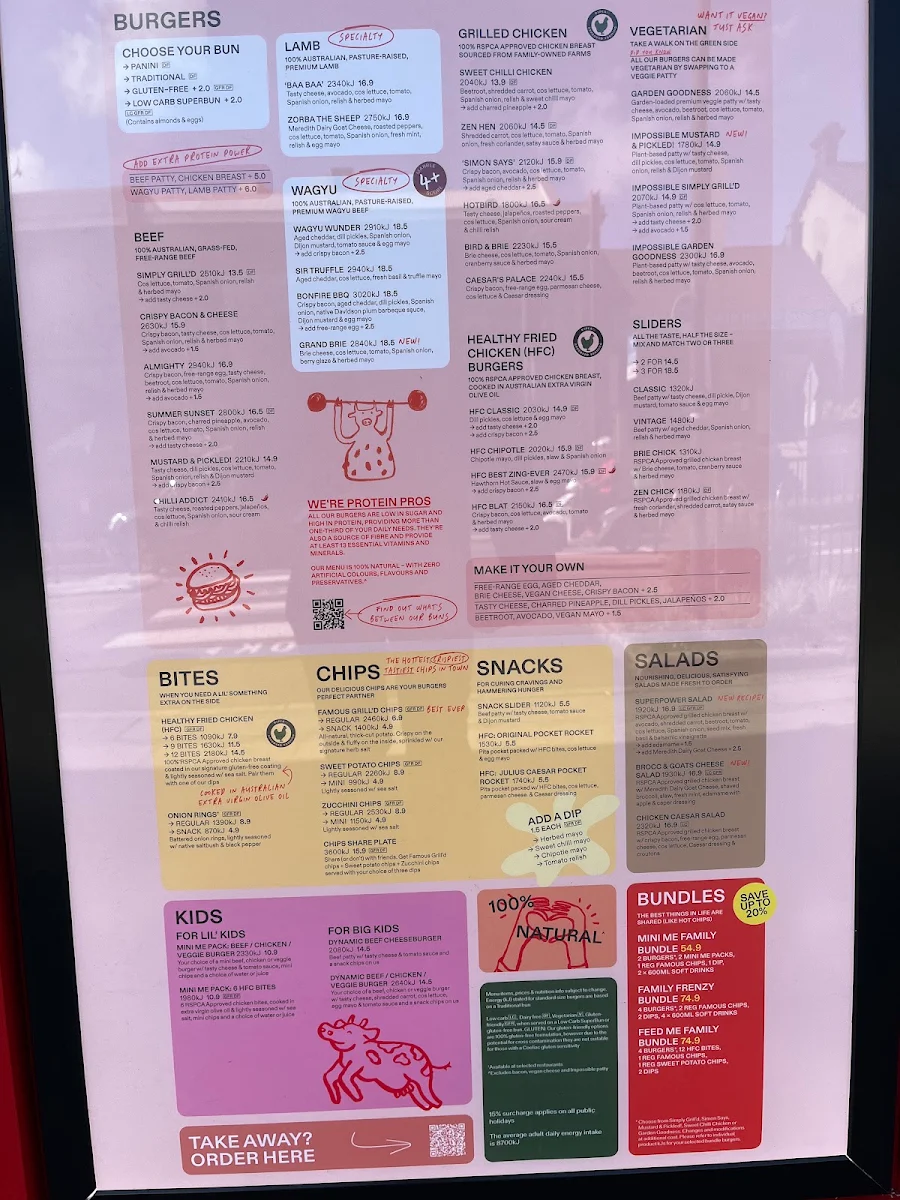 Menu, Grill'd Burgers - Leichhardt