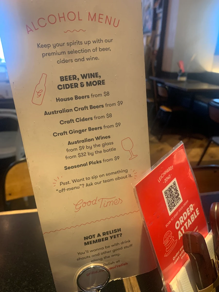 Menu, Grill'd Burgers - Leichhardt