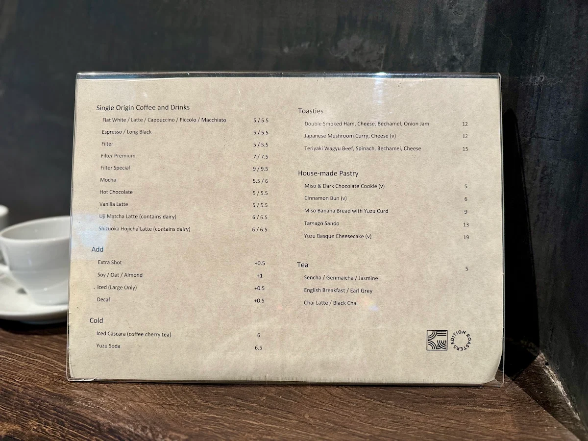 Menu, Edition Roasters World Square