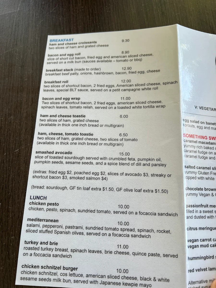 Menu, La Familia Espresso Bar