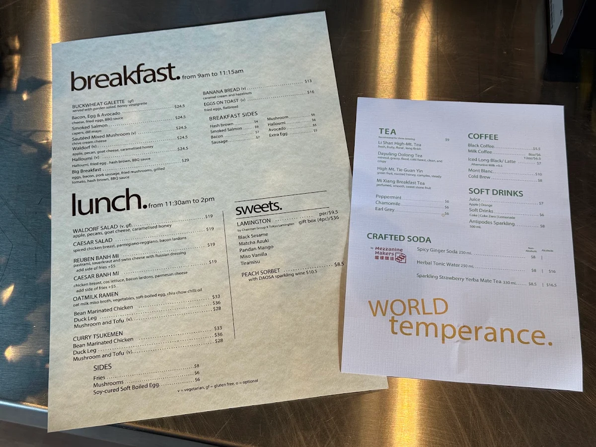 Menu, WORLD