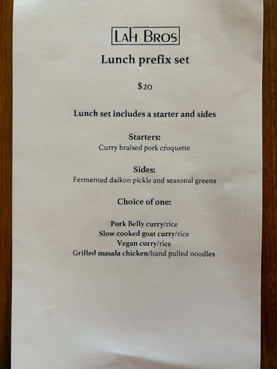 Menu, Lah Bros Windsor | Modern Nepalese Restaurant