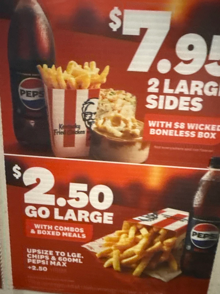 Menu, KFC Tamworth