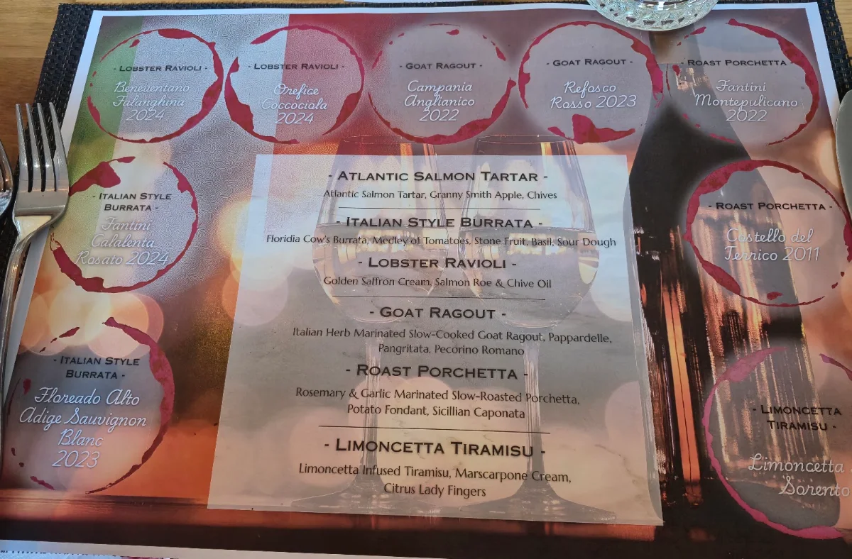 Menu, Telegraph Hotel