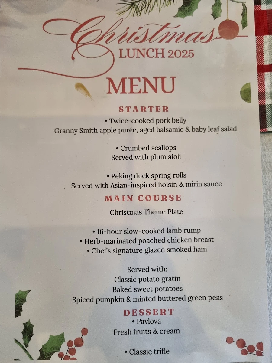 Menu, Riverside Restaurant & Function Centre