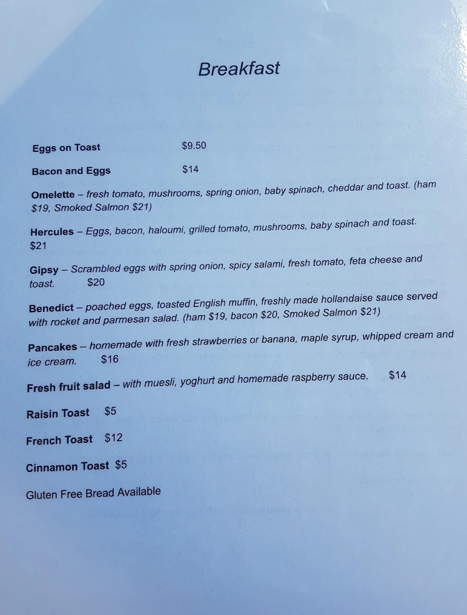 Menu, Riverside Restaurant & Function Centre