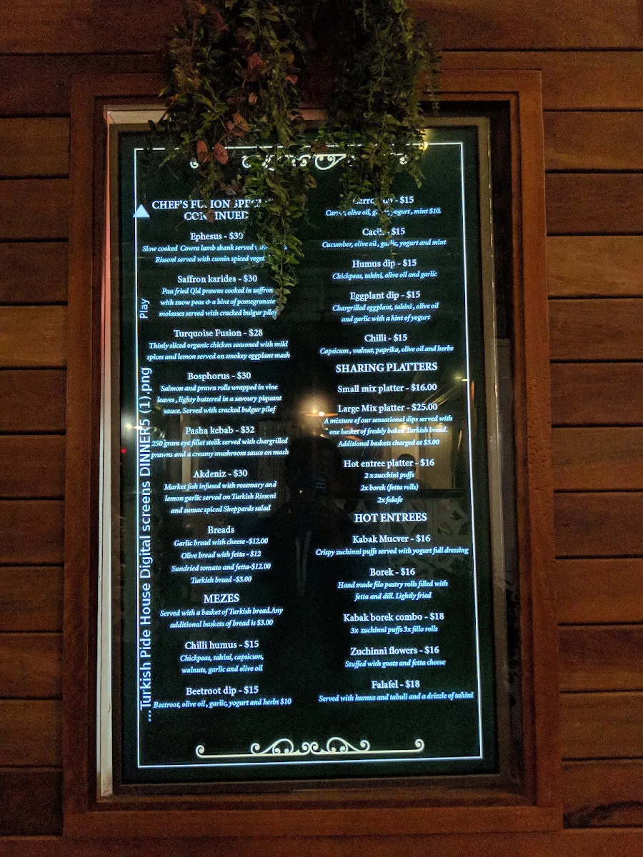 Menu, Turkish Pide House