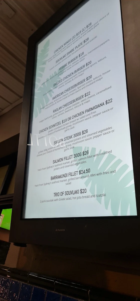 Menu, Lord Raglan Hotel