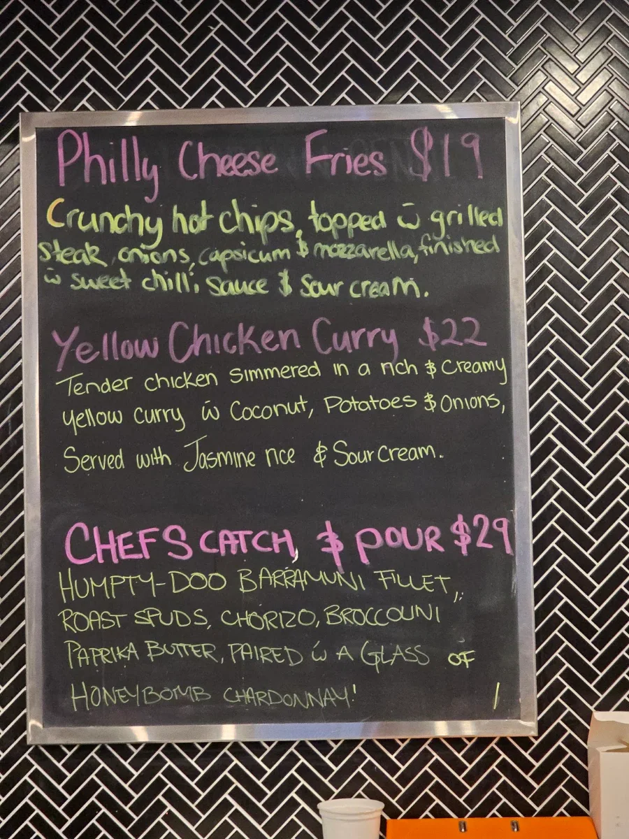 Menu, Ashmore Tavern