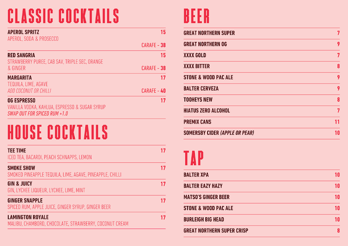Menu, Boomerang Hills Cafe and Restaurant