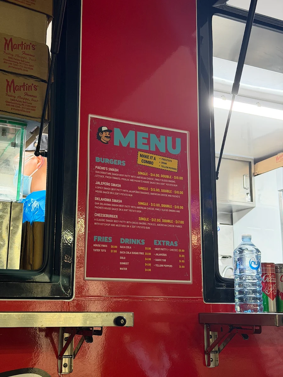 Menu, Pachos Burger Truck