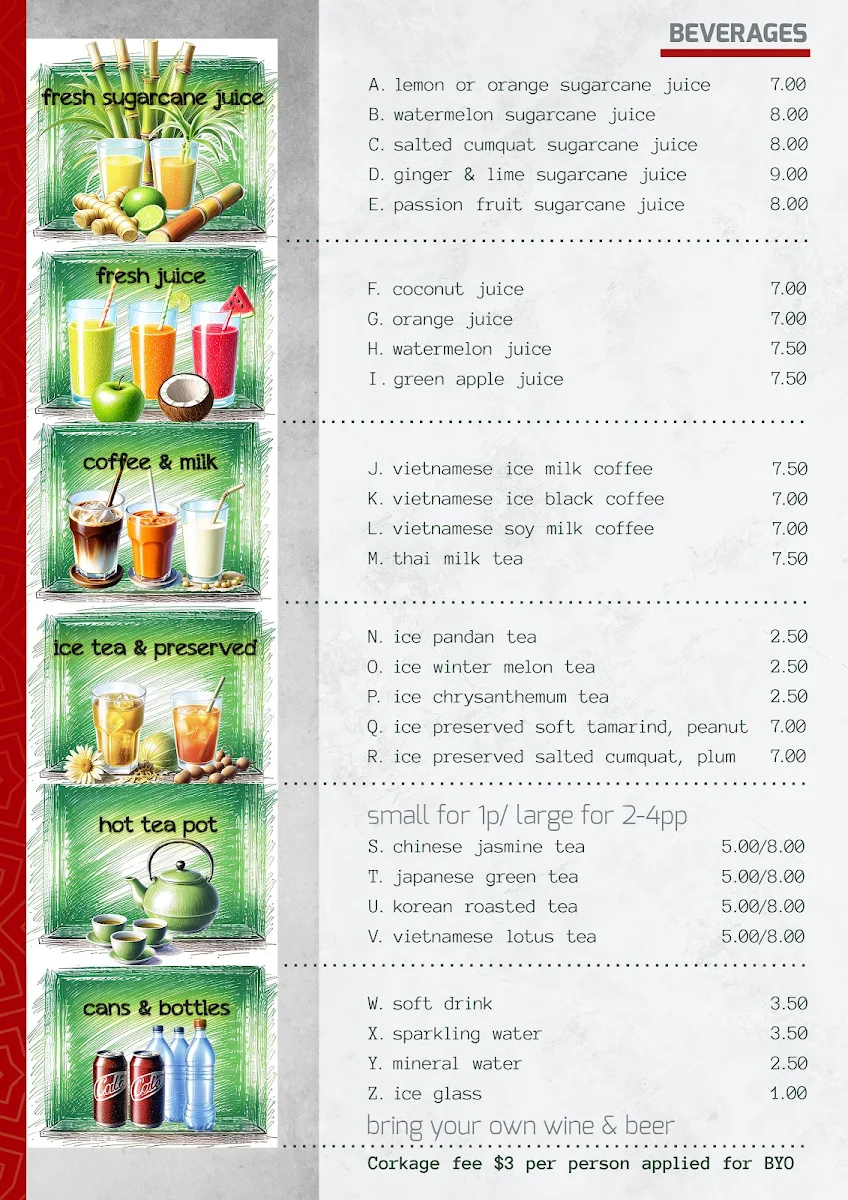 Menu, Nguyen Garden Vietnamese Noodle House
