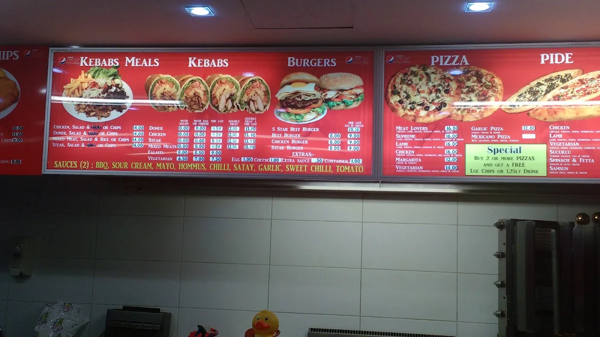 Menu, Five Star Kebabs