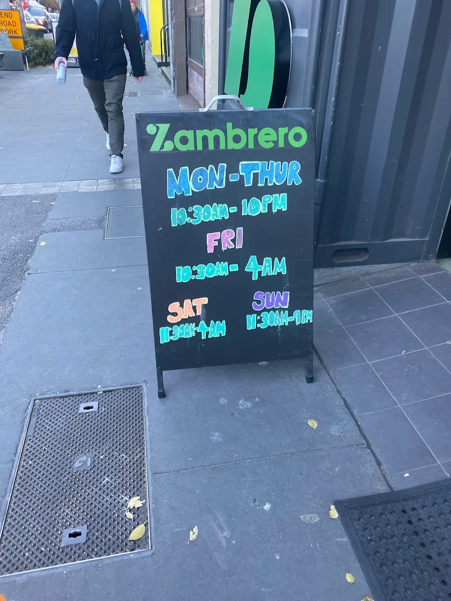 Menu, Zambrero