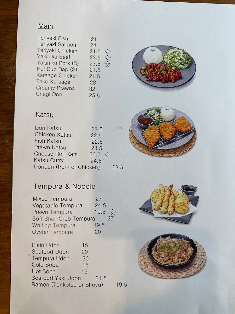 Menu, Tatsuya West Ryde