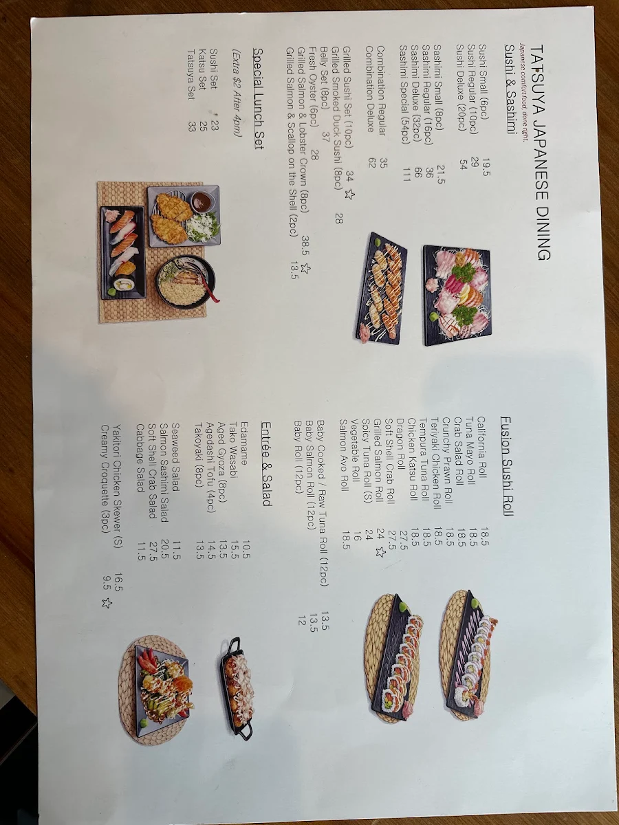 Menu, Tatsuya West Ryde