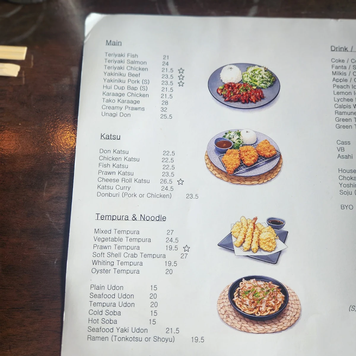 Menu, Tatsuya West Ryde