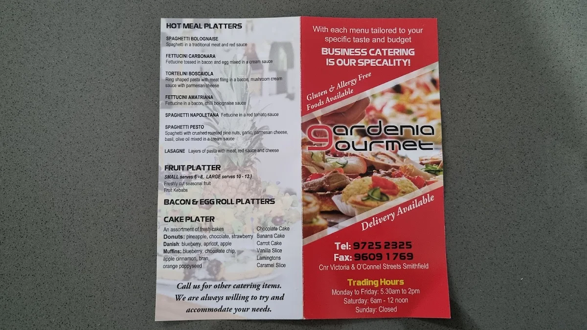 Menu, Gardenia Gourmet Smithfield