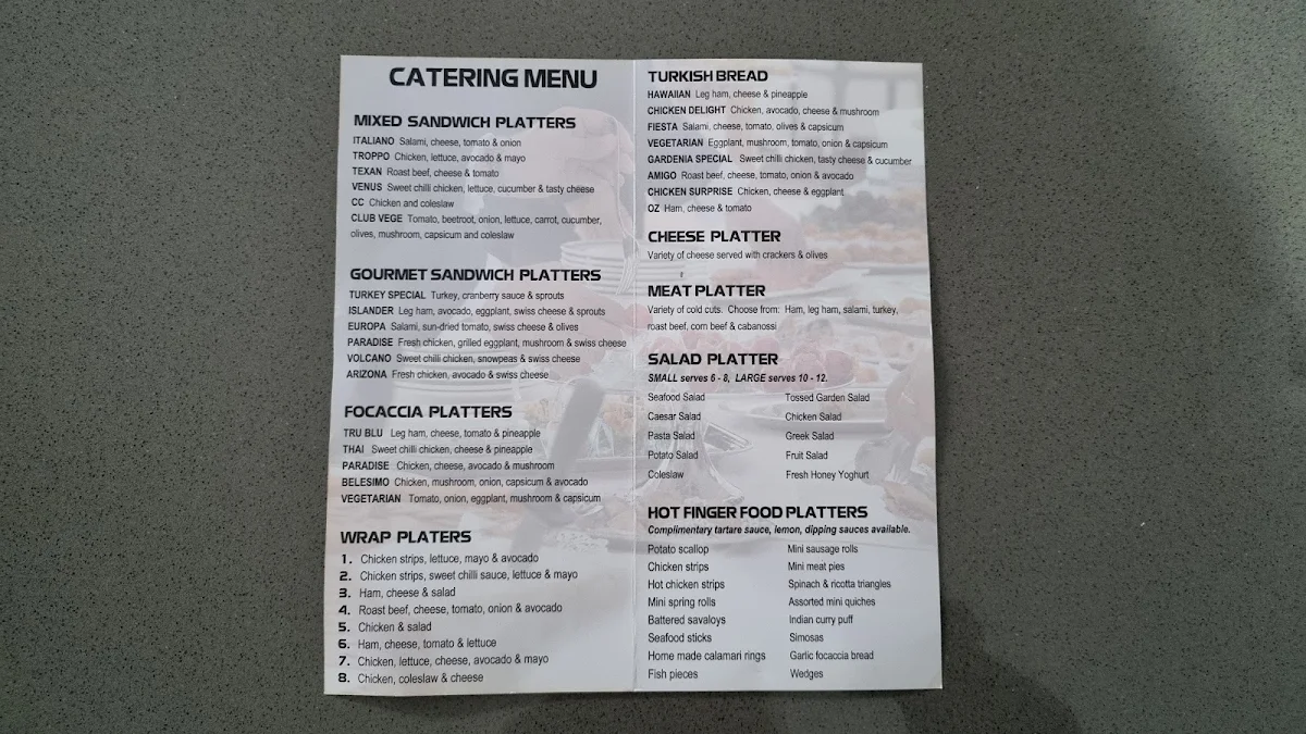 Menu, Gardenia Gourmet Smithfield