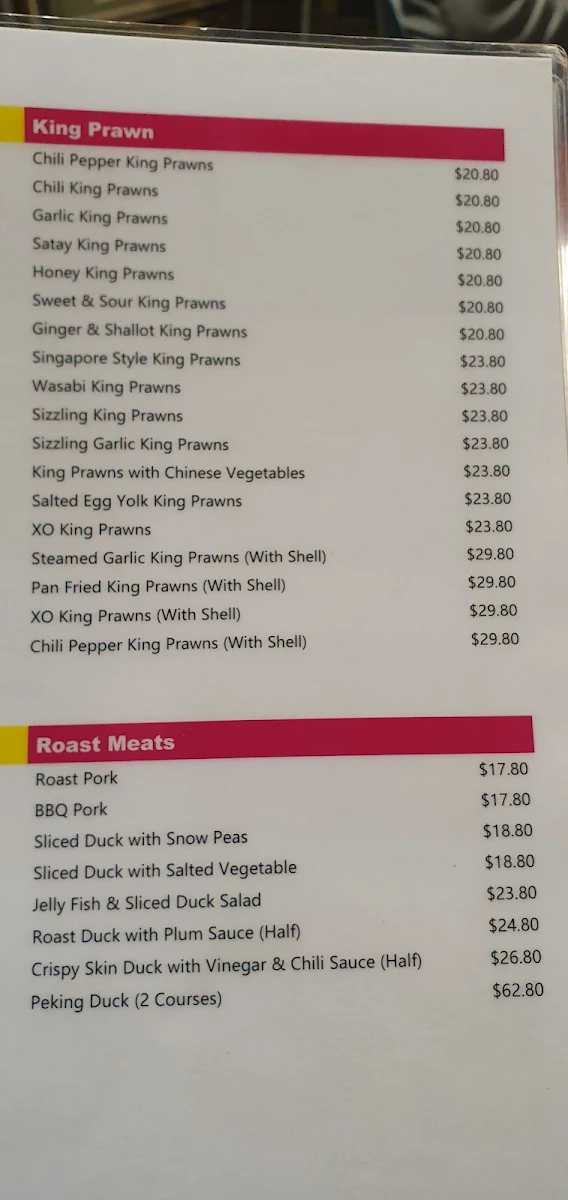 Menu, Billy Lee's Chinese Restaurant