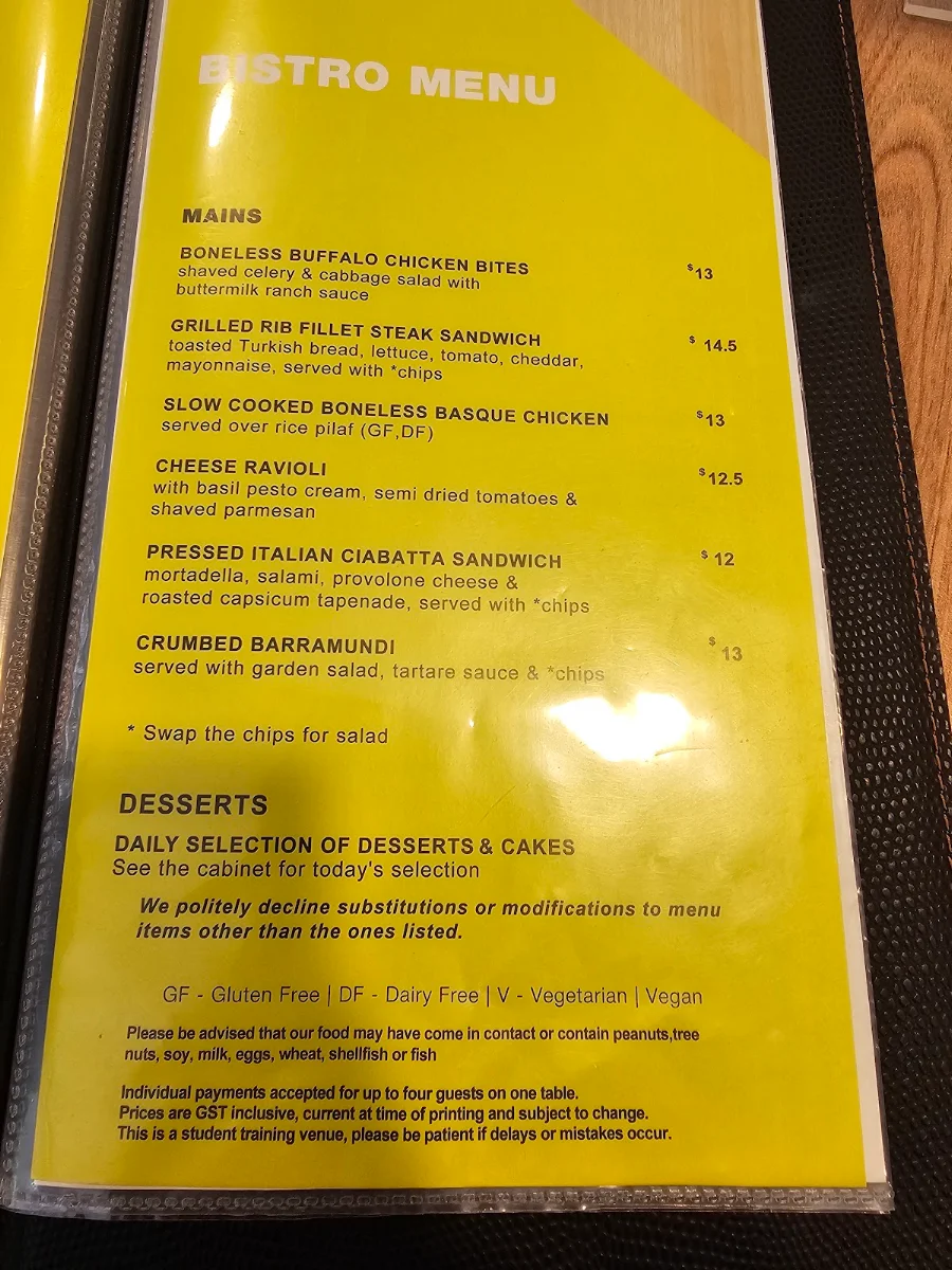 Menu, First Course Bistro