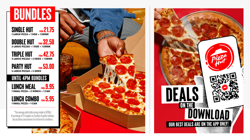 Menu, Pizza Hut Sunshine West