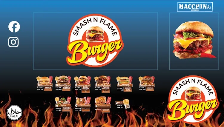 Menu, Smash N Flame Burger