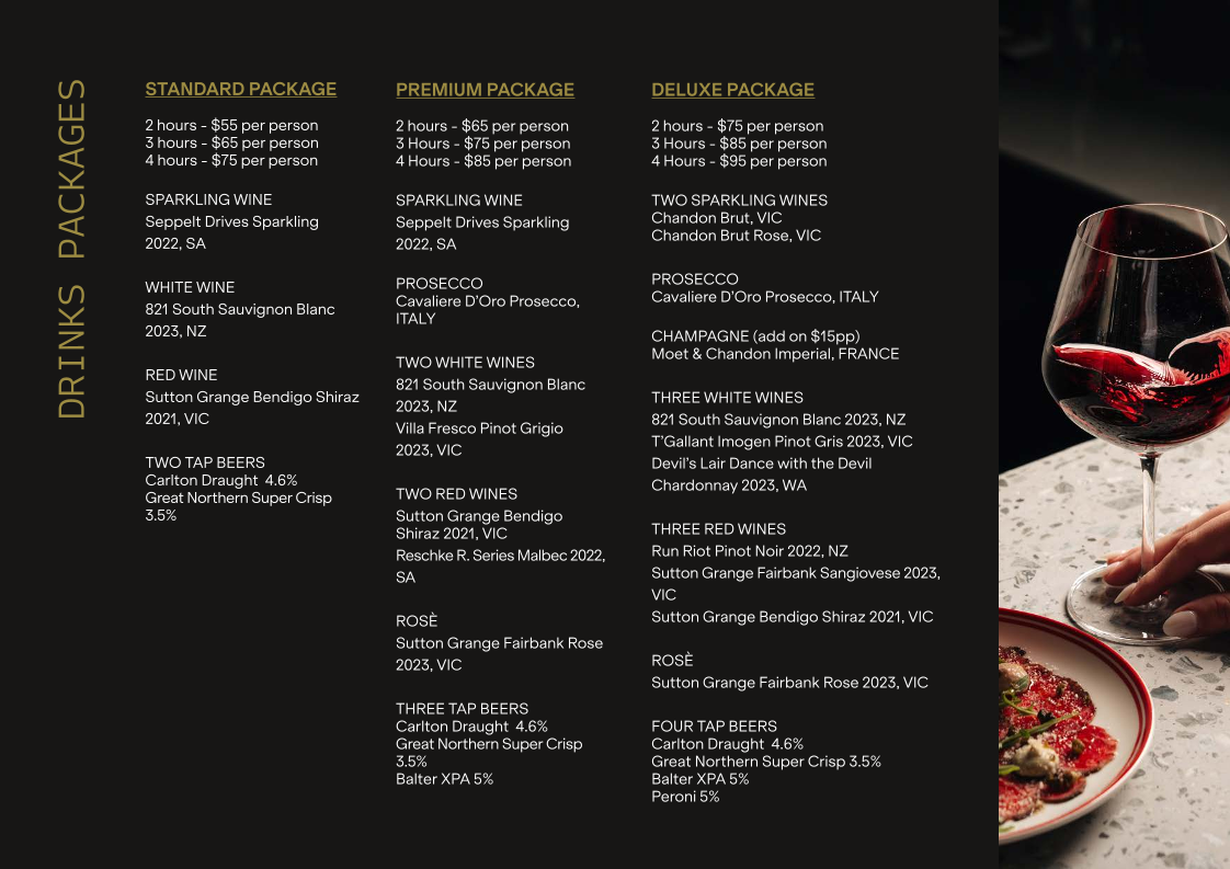 Menu, The Wine Room