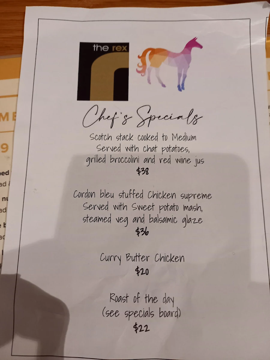 Menu, Rex Hotel