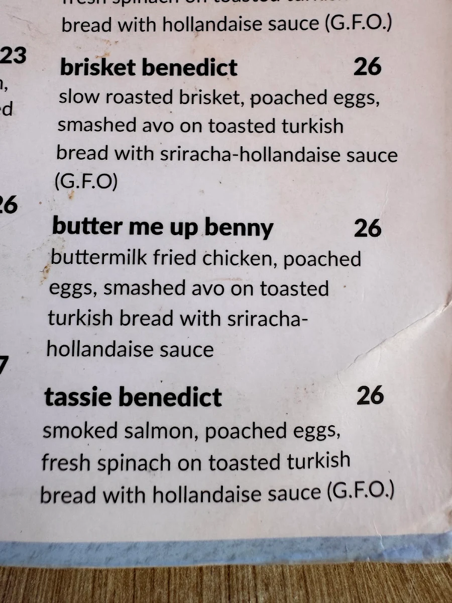 Menu, Lu Lu's Cafe